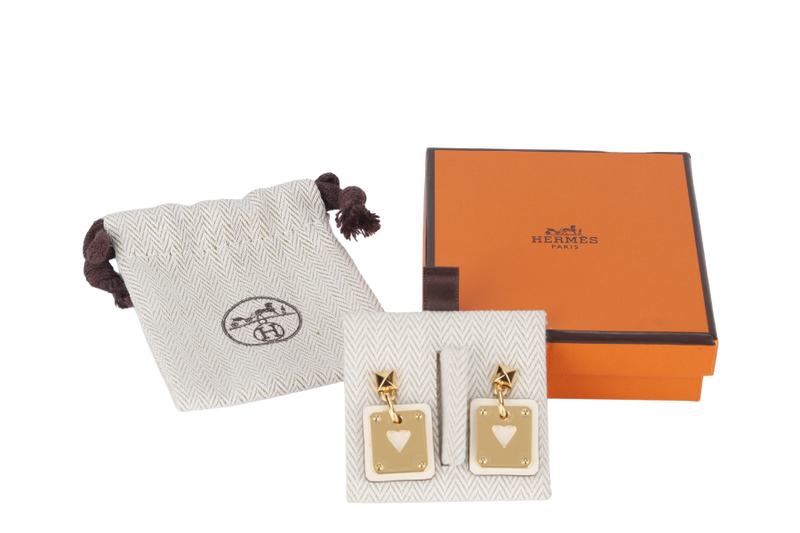 HERMES AS DE COEUR EARRINGS WITH DUST COVER AND BOX