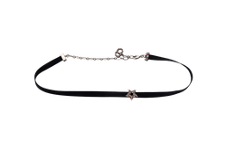 Christian Dior Black Ribbon Star Strass Choker Necklace with Dust Cover & Box