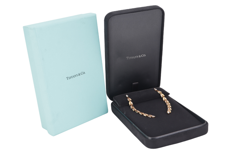 TIFFANY & CO EARRING VINE DROP IN YELLOW GOLD 18K WITH DIAMONDS WITH RECEIPT AND BOX