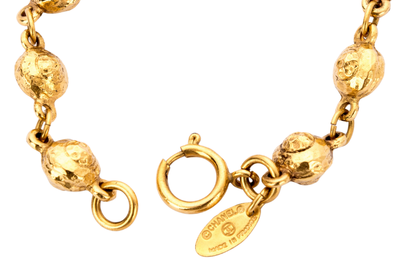 Chanel Vintage Round Ball Necklace Length 91cm  Gold Color No Dust Cover & Box