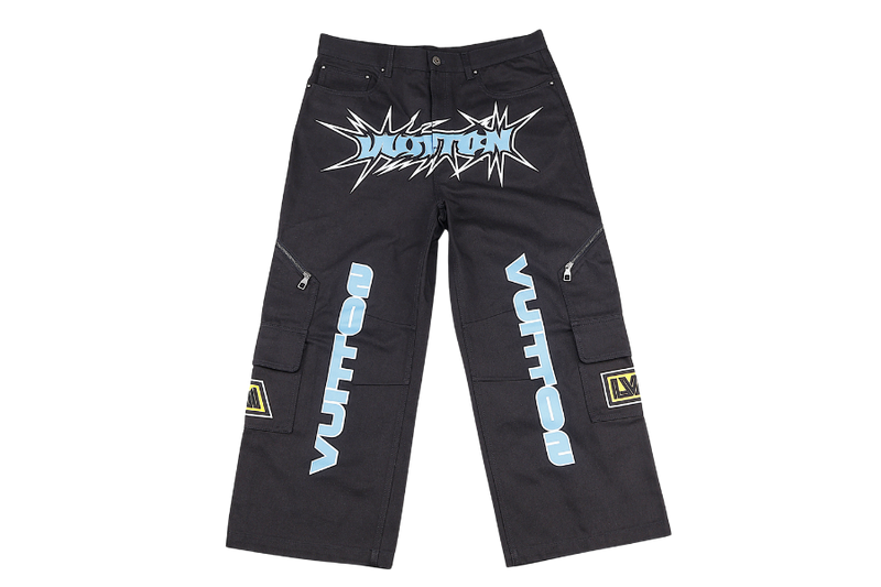 LOUIS VUITTON 1ABJ70 BLACK PRINTED DENIM PANTS SIZE 34