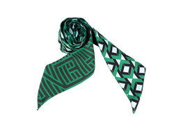 FENDI SILK WRAPPY GREEN & LIGHT BLUE ABSTRACT PATTERN, WITH BOX