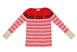 GUCCI BLIND FOR LOVE , RED STRIPED LONG SLEEVE SWEATER