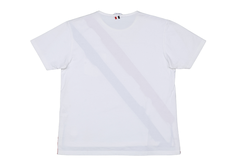 THOM BROWNE DIAGONAL STRIPE POCKET TEE WHITE SIZE 3