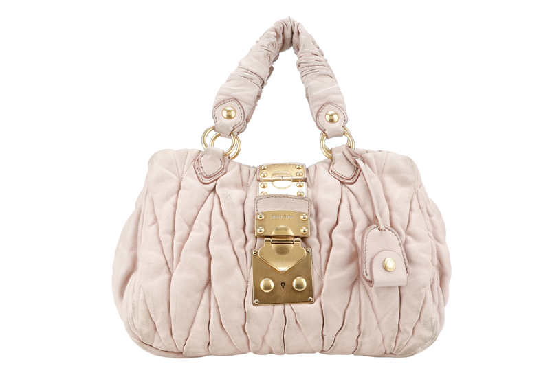 MIU MIU MATELASSE BAG PINK CALF LEATHER GOLD HARDWARE NO DUST COVER