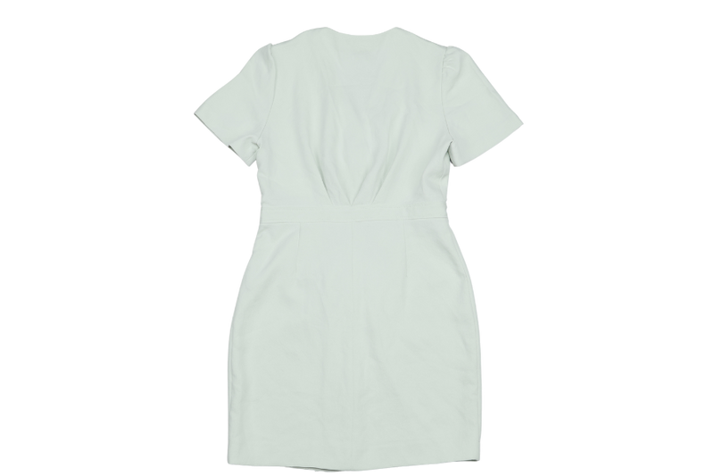 SANDRO EMERSON RUFFLED WOVEN MINI SHIRT DRESS SIZE S IN GREEN