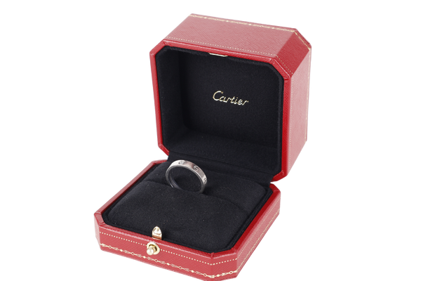 CARTIER LOVE RING WITH SINGLE DIAMOND 18K WG SIZE 55 GOJ918 5.4G WITH BOX