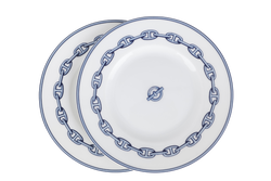 HERMES CHAINE D'ANCRE PORCELAIN ROUND PLATE X 2PCS WITH BOX