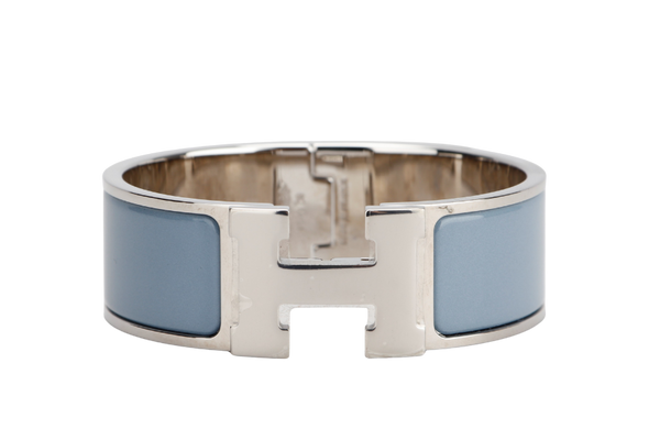 Hermes Clic Clac 2cm MM Size, Gris Orage Color, Silver Hardware, with Dust Cover & Box