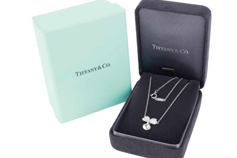 TIFFANY & CO. PAPER FLOWER PENDANT NECKLACE PT950 WITH DIAMOND 3.7G WITH BOX