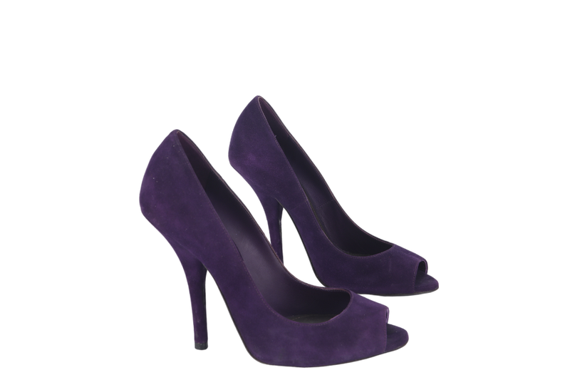 BOTTEGA VENETA HIGH HEELS PURPLE SUEDE SIZE 34.5