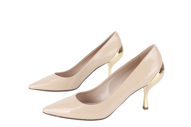 SERGIO ROSSI BEIGE POINTED TOE PUMPS SIZE 38.5