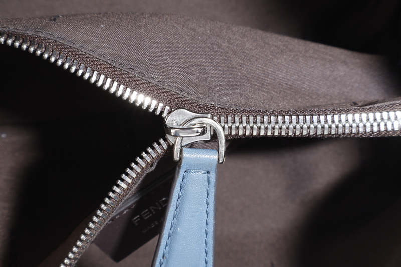 FENDI BY THE WAY SHOULDER BAG MEDIUM BLUE LEATHER SILVER HARDWARE WITH LONG STRAPS NO DUST COVER