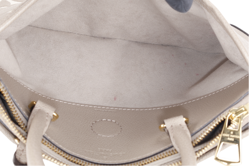 LOUIS VUITTON M46585 TRIANON PM MONOGRAM EMPREINTE TOURTERELLE LEATHER GOLD HARDWARE WITH STRAPS AND DUST COVER
