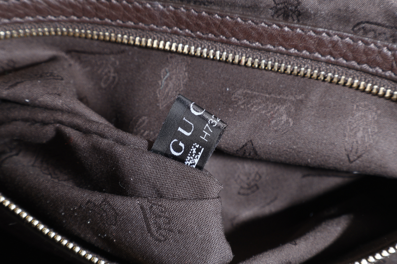 GUCCI HOBO BAG DARK BROWN LEATHER GOLD HARDWARE WITH DUST COVER