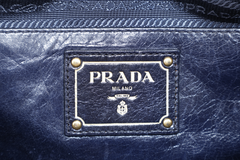 PRADA VITELLO SHINE 2-WAY SATCHEL BAG GOLD HARDWARE WITH STRAP, CARD AND DUST COVER