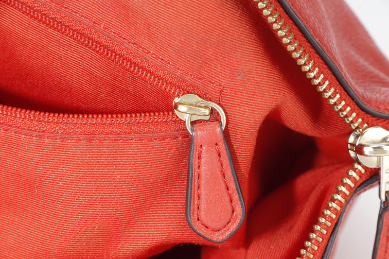 COACH F36675 SMALL KELSEY SATCHEL BRIGHT ORANGE CARMINE PEBBLE LEATHER