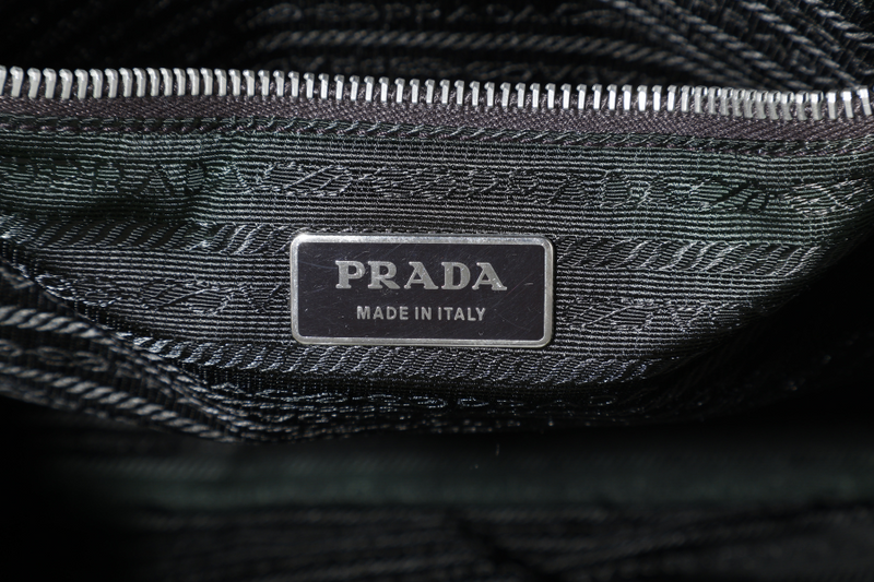 PRADA BR3227 KHAKI GREEN NYLON TOTE WITH CARD, STRAPS AND DUST COVER