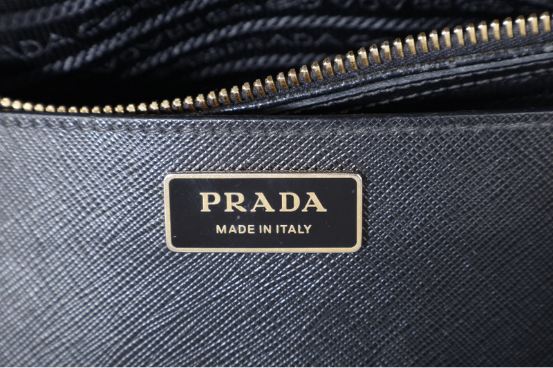 PRADA GALLERIA LARGE SAFFIANO LEATHER TOTE GOLD HARDWARE WITH STRAPS AND DUST COVER