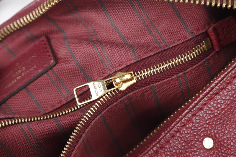 LOUIS VUITTON SPEEDY BANDOULIERE 25 (M44145) BURGUNDY MONOGRAM EMPREINTE GOLD HARDWARE WITH STRAPS, LOCK AND KEYS