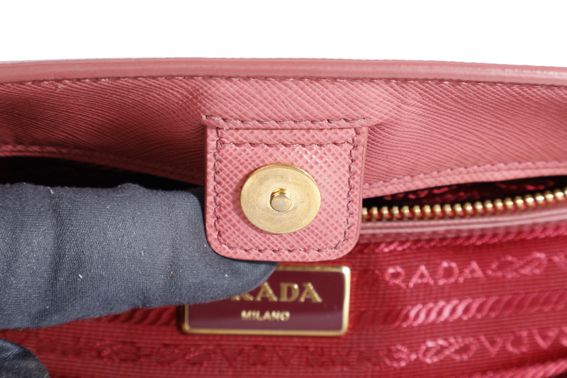 PRADA BN1874 TAMARIS PEACH COLOR SAFFIANO BAG WITH CARD AND STRAPS, NO DUST COVER