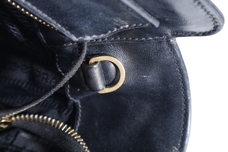 PRADA TOP HANDLE CROSSBODY SMALL BLACK SAFFIANO LEATHER GOLD HARDWRE WITH STRAPS AND CARD