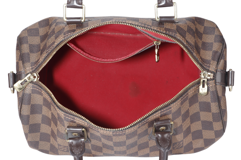 LOUIS VUITTON SPEEDY BANDOULIERE 30 (N41367) DAMIER EBENE CANVAS GOLD HARDWARE WITH DUST COVER