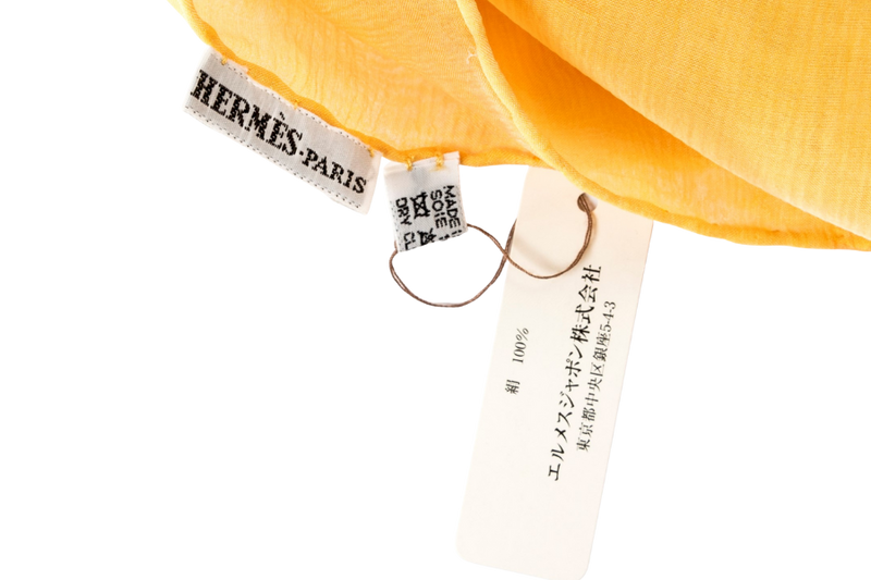 Hermes Silk Scarf Yellow Color 160cm X 70cm, no Box