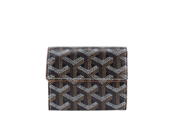 GOYARD MARIGNY WALLET BLACK & TAN GOYARDINE SILVER HARDWARE NO DUST COVER