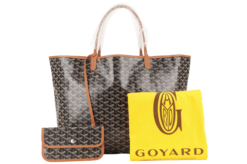 GOYARD SAINT LOUIS GM BAG BLACK AND TAN COLOR WITH DUST COVER