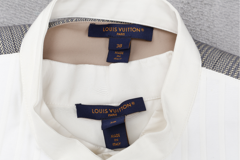 LOUIS VUITTON 1AC3MO LAYERED SHIRT DRESS WITH BIB SIZE 38