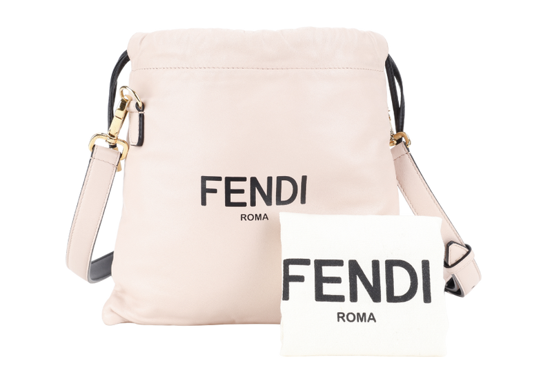 FENDI PACK DRAWSTRING IN PINK LAMBSKIN GOLD HARDWARE WITH STRAPS WITH DUST COVER