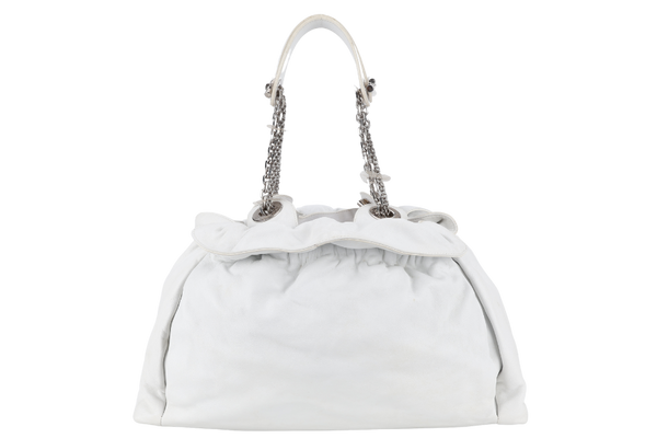 CHRISTIAN DIOR LE TRENTE WHITE LEATHER SHOULDER BAG SILVER HARDWARE NO DUST COVER