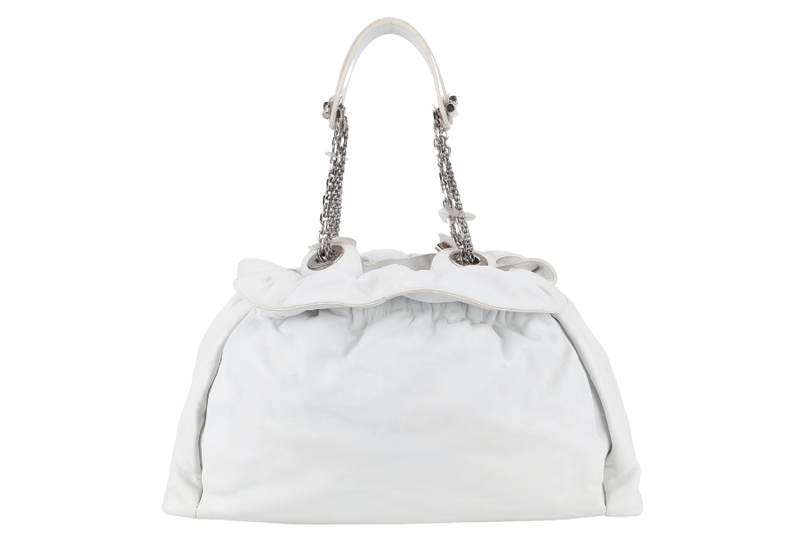 CHRISTIAN DIOR LE TRENTE WHITE LEATHER SHOULDER BAG SILVER HARDWARE NO DUST COVER