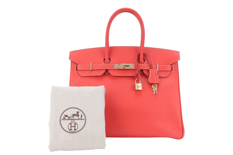 HERMES BIRKIN 35 VERSO ROSE JAIPUR x GOLD EPSOM LIGHT GOLD HARDWARE STAMP P (YEAR 2012) WITH KEYS, LOCK AND DUST COVER
