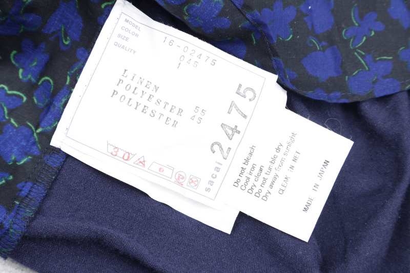 SACAI LINEN POLYESTER SIZE I NAVY BLUE BLOUSE