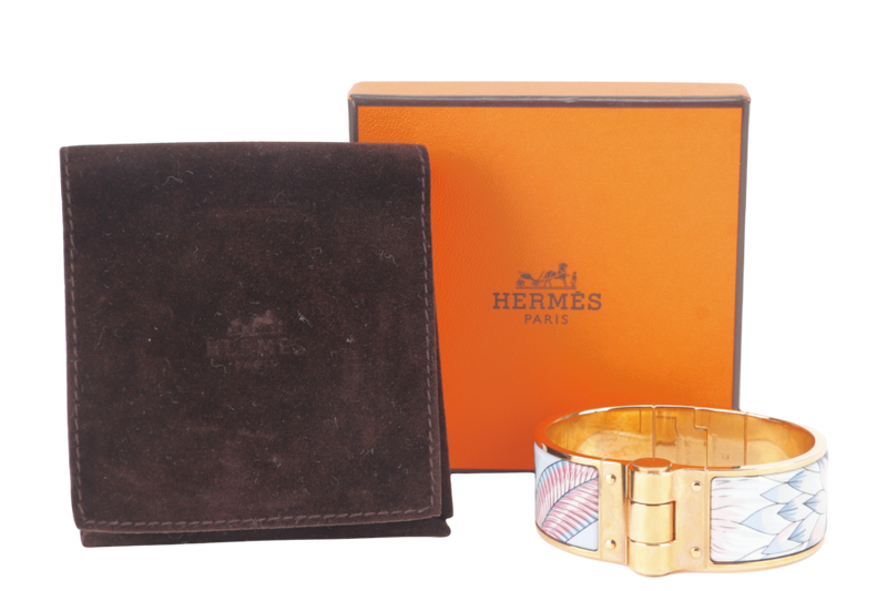 HERMES CHARNIERE BRACELET GM SIZE GOLD HARDWARE WITH DUST COVER AND BOX