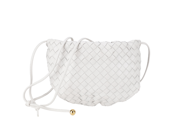 BOTTEGA VENETA MINI HOP WHITE INTRECCIATO SLING BAG WITH DUST COVER