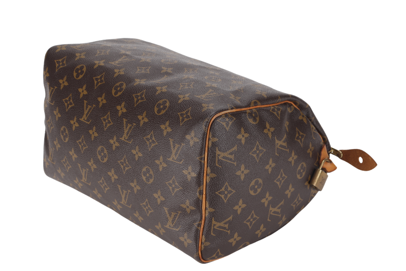 LOUIS VUITTON SPEEDY 30 MONOGRAM CANVAS GOLD HARDWARE WITH PADLOCK, NO KEYS & DUST COVER