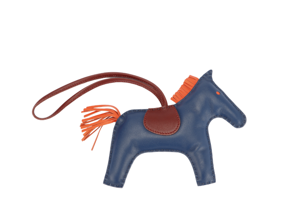 Hermes Rodeo Bag Charm, GM Size, Navy Blue & Maroon Color, with Box