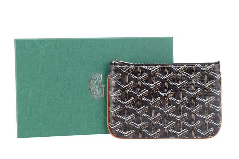 GOYARD SENAT PM POUCH BLACK AND TAN COLOR WITH BOX