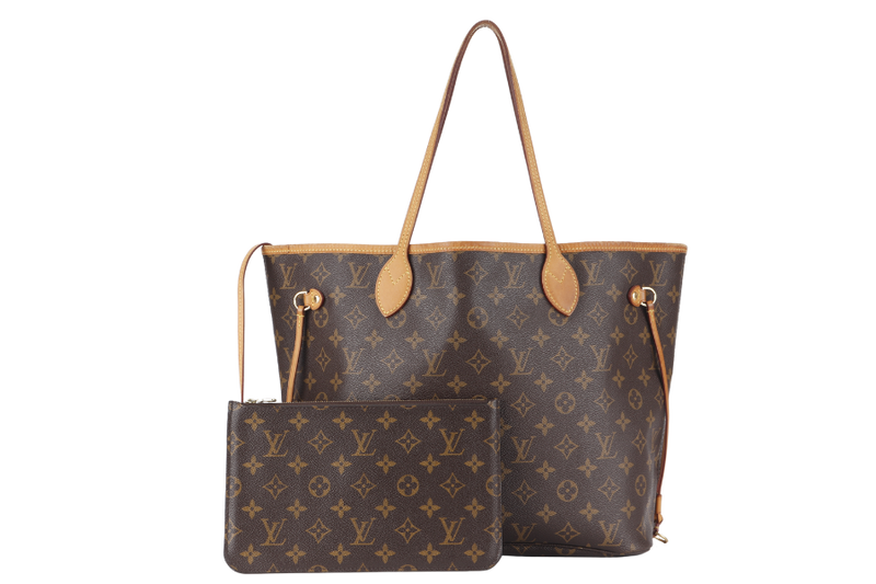 LOUIS VUITTON NEVERFULL MM (M46987) MONOGRAM CANVAS GOLD HARDWARE WITH POUCH