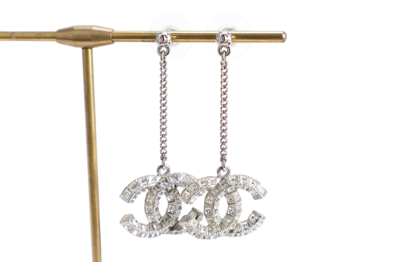 CHANEL BEJEWEL DROP CC EARRING RHINESTONE WITH BOX