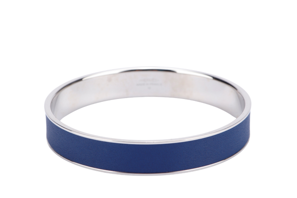HERMES BLUE AND SILVER BANGLE WITH BOX