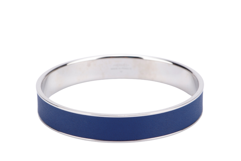 HERMES BLUE AND SILVER BANGLE WITH BOX