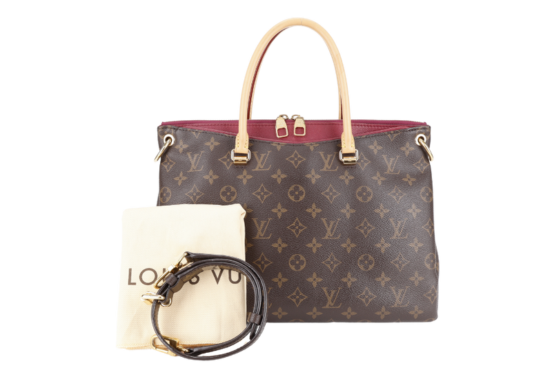 LOUIS VUITTON PALLAS MM MONOGRAM CERISE INTERIOR CANVAS GOLD HARDWARE WITH STRAPS AND DUST COVER