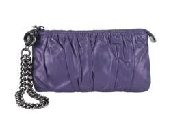 GUCCI GG INTERLOCKING GALAXY POUCH PURPLE LEATHER NO DUST COVER