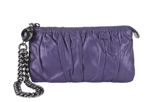 GUCCI GG INTERLOCKING GALAXY POUCH PURPLE LEATHER NO DUST COVER