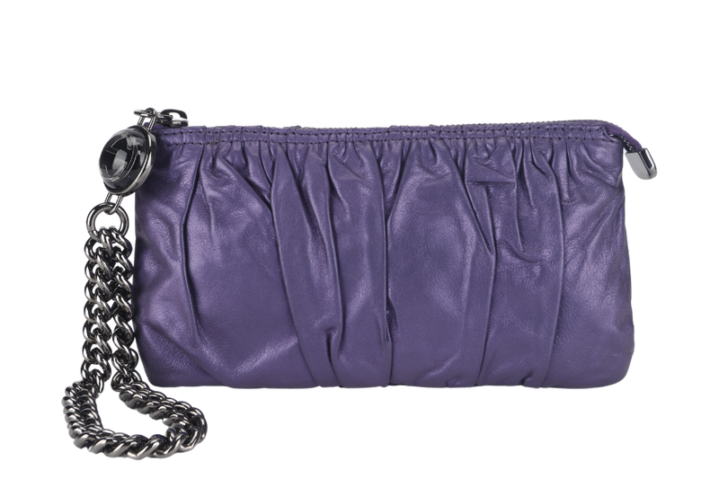 GUCCI GG INTERLOCKING GALAXY POUCH PURPLE LEATHER NO DUST COVER