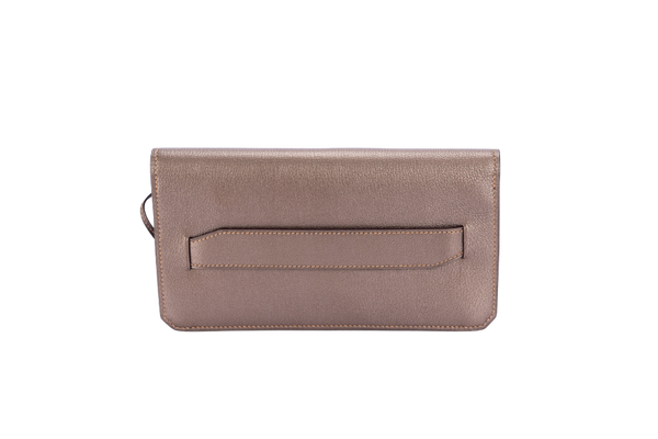 Hermes Clutch Metallic Grey Clutch with Mirror & Box